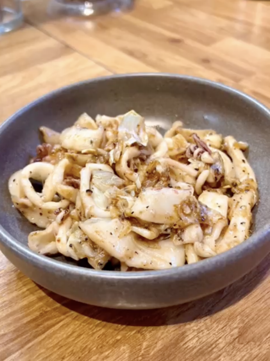 Amazing Thai Stir Fry Squid Recipe - bowl of freshly cooked squid as per recipe by pear pudding on instagram